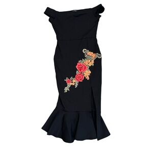 Lovely Day Black Dress with Roses Size Small